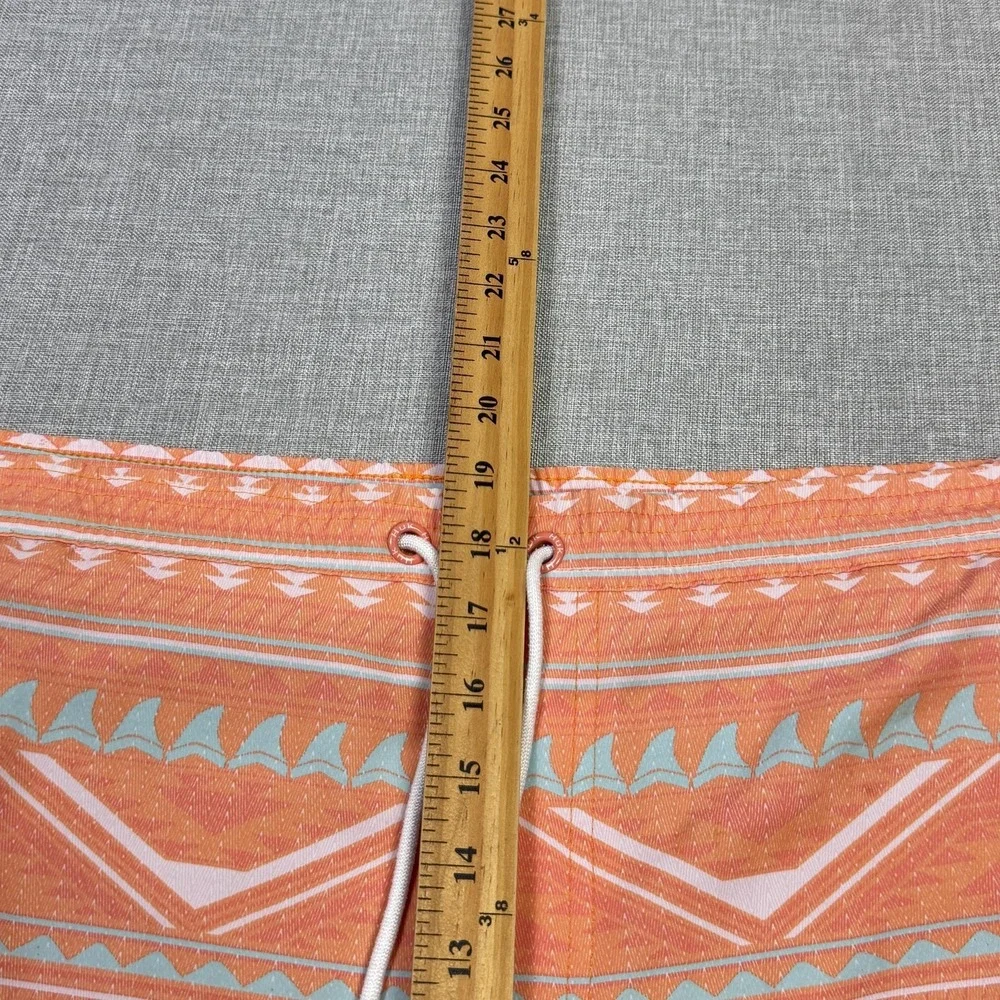Huk Swim Trunks Shorts Mens‎ 2XL (44) Orange Geometric Mesh Lined Drawstring